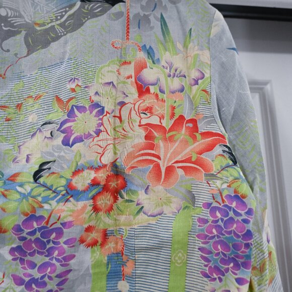 Citron Santa Monica Small 100% Linen Button Down Print Shirt - Picture 6 of 13